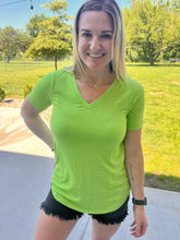 Load image into Gallery viewer, Lime/ivory striped tee