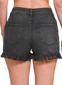 CURVY Zenana midrise frayed hem shorts