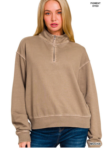 French terry half zip pullover