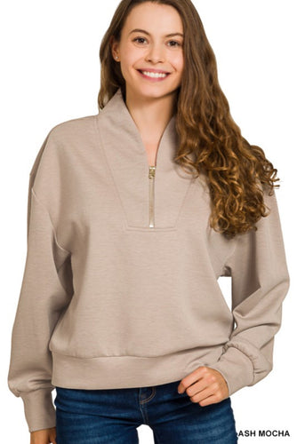 Scuba 1/2 zip pullover - Ash Mocha