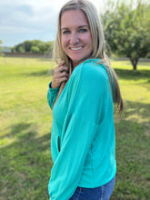Load image into Gallery viewer, Mint half zip pullover