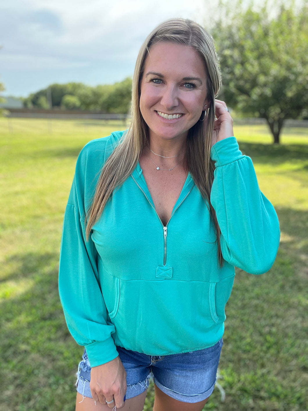 Mint half zip pullover