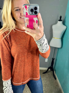 PLUS Rust raglan knit top