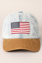 Load image into Gallery viewer, Denim embroidered flag baseball hat