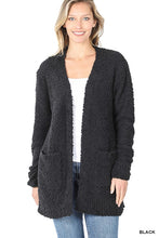 Load image into Gallery viewer, LONG SLEEVE POPCORN SWEATER CARDIGAN WITH POCKETS