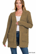 Load image into Gallery viewer, LONG SLEEVE POPCORN SWEATER CARDIGAN WITH POCKETS