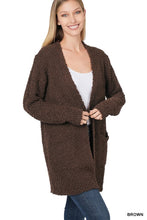 Load image into Gallery viewer, LONG SLEEVE POPCORN SWEATER CARDIGAN WITH POCKETS