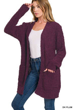 Load image into Gallery viewer, LONG SLEEVE POPCORN SWEATER CARDIGAN WITH POCKETS