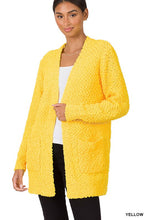 Load image into Gallery viewer, LONG SLEEVE POPCORN SWEATER CARDIGAN WITH POCKETS