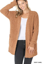 Load image into Gallery viewer, LONG SLEEVE POPCORN SWEATER CARDIGAN WITH POCKETS