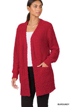 Load image into Gallery viewer, LONG SLEEVE POPCORN SWEATER CARDIGAN WITH POCKETS