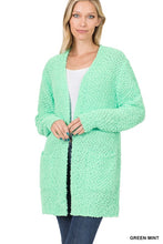 Load image into Gallery viewer, LONG SLEEVE POPCORN SWEATER CARDIGAN WITH POCKETS