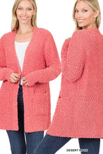 Load image into Gallery viewer, LONG SLEEVE POPCORN SWEATER CARDIGAN WITH POCKETS