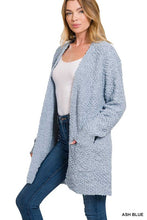 Load image into Gallery viewer, LONG SLEEVE POPCORN SWEATER CARDIGAN WITH POCKETS