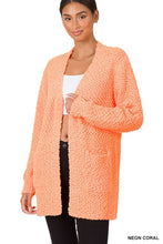 Load image into Gallery viewer, LONG SLEEVE POPCORN SWEATER CARDIGAN WITH POCKETS