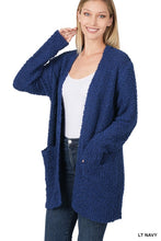 Load image into Gallery viewer, LONG SLEEVE POPCORN SWEATER CARDIGAN WITH POCKETS