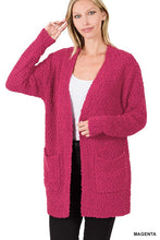 Load image into Gallery viewer, LONG SLEEVE POPCORN SWEATER CARDIGAN WITH POCKETS