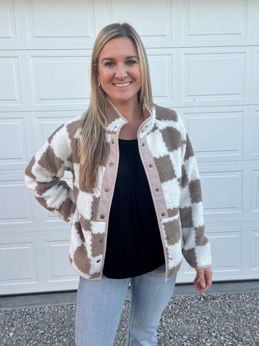 Checkered sherpa jacket