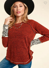 Load image into Gallery viewer, PLUS Rust raglan knit top