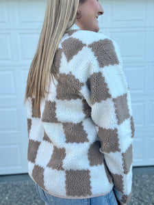 Checkered sherpa jacket