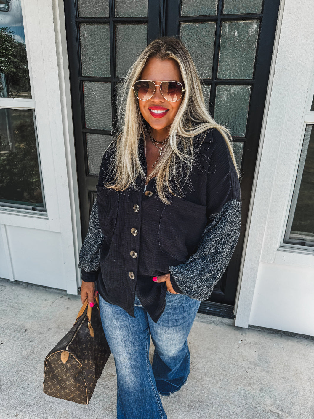 In the moment knit sleeve top