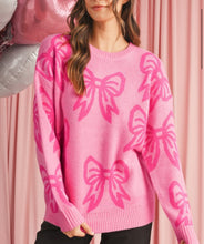 Load image into Gallery viewer, Bow print loose fit sweater
