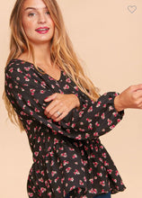 Load image into Gallery viewer, Vneck floral baby doll blouse