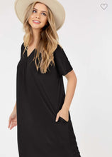 Load image into Gallery viewer, Black vneck basic dress