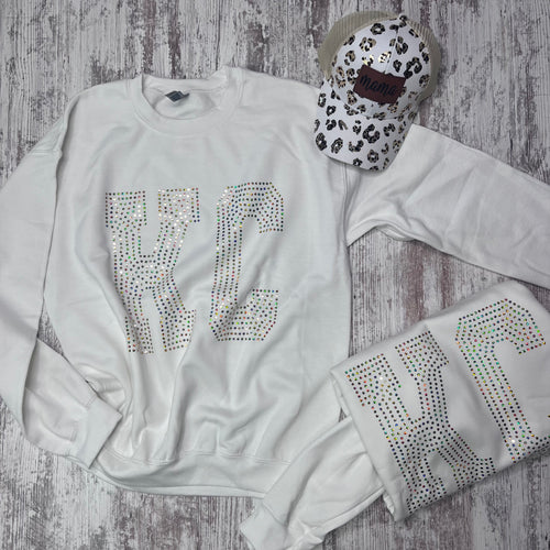 Football white spangle sweatshirt