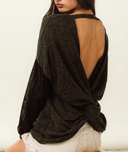 Black twist back top