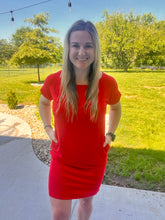 Load image into Gallery viewer, Basic round neck dress - ruby