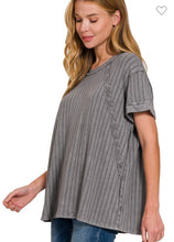 Load image into Gallery viewer, Ash grey ribbed dolman top