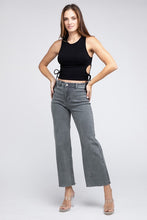 Load image into Gallery viewer, Acid Wash Frayed Cutoff Hem Straight Wide Pants