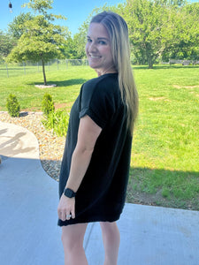 Gauze raw hem dress