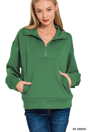 Scuba 1/2 zip pullover - DK Green