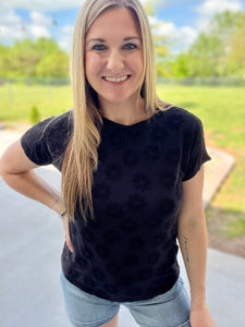 Black textured floral top