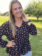 Load image into Gallery viewer, Vneck floral baby doll blouse