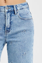 Load image into Gallery viewer, Risen High Rise Crop Wide Embroidered Jeans