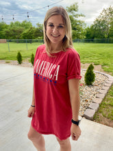 Load image into Gallery viewer, Red mineral wash graphic dress