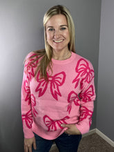 Load image into Gallery viewer, Bow print loose fit sweater