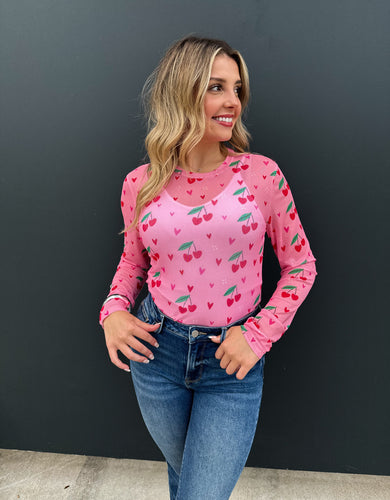 Valentine cherries mesh top
