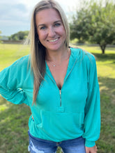 Load image into Gallery viewer, Mint half zip pullover