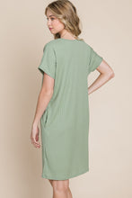 Load image into Gallery viewer, BOMBOM Ribbed Round Neck Short Sleeve Dress