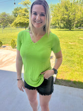 Load image into Gallery viewer, Lime/ivory striped tee