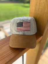 Load image into Gallery viewer, Denim embroidered flag baseball hat
