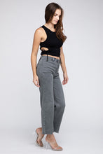 Load image into Gallery viewer, Acid Wash Frayed Cutoff Hem Straight Wide Pants