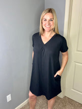 Load image into Gallery viewer, Black vneck basic dress