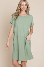 Load image into Gallery viewer, BOMBOM Ribbed Round Neck Short Sleeve Dress