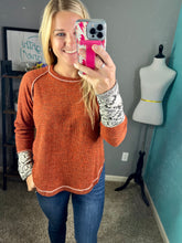 Load image into Gallery viewer, PLUS Rust raglan knit top