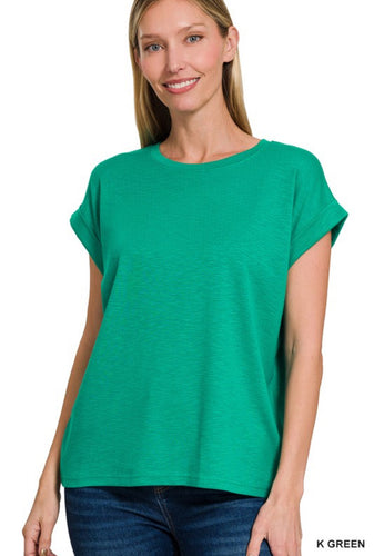 Modal rolled sleeve tee - K.Green
